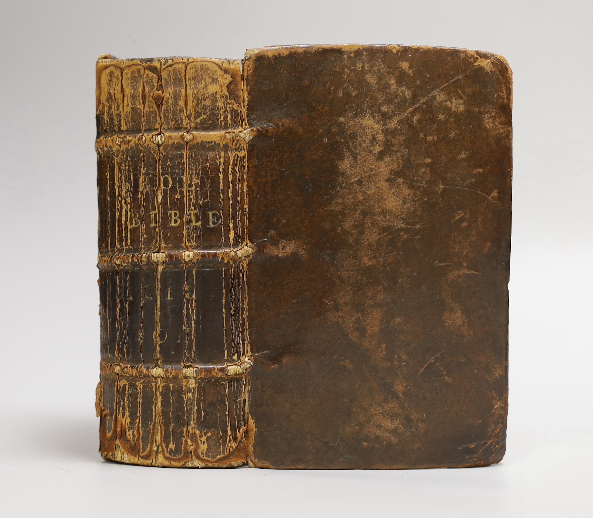 Bible [English]. - The Holy Bible, thick 8vo, contemporary calf, spine cracked, lacking title to Old Testament, commences at ‘’An Act for the Uniformitie of Common Prayer’’, followed by The Psalms, The Genealogies, by J[